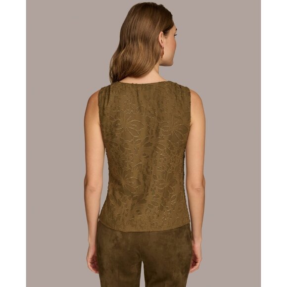 Donna Karan New York Metallic Faux-Wrap Sleeveless Blouse Size XL Green MSRP $79 - Picture 4 of 4